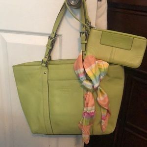 Coach Lime Green bag & wristlet. Smoke free